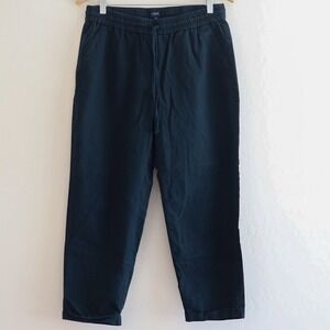 J.Crew Linen Blend Pull-On Pants Women's Size 12 Black Tapered Coastal Summer‎
